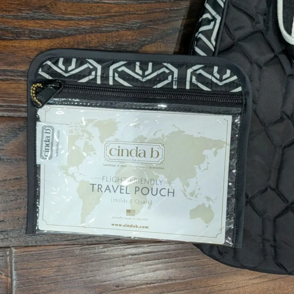 5 piece Cinda B Travel Bags Set Jet Set Black Carry On Rolly bag & Super tote ll